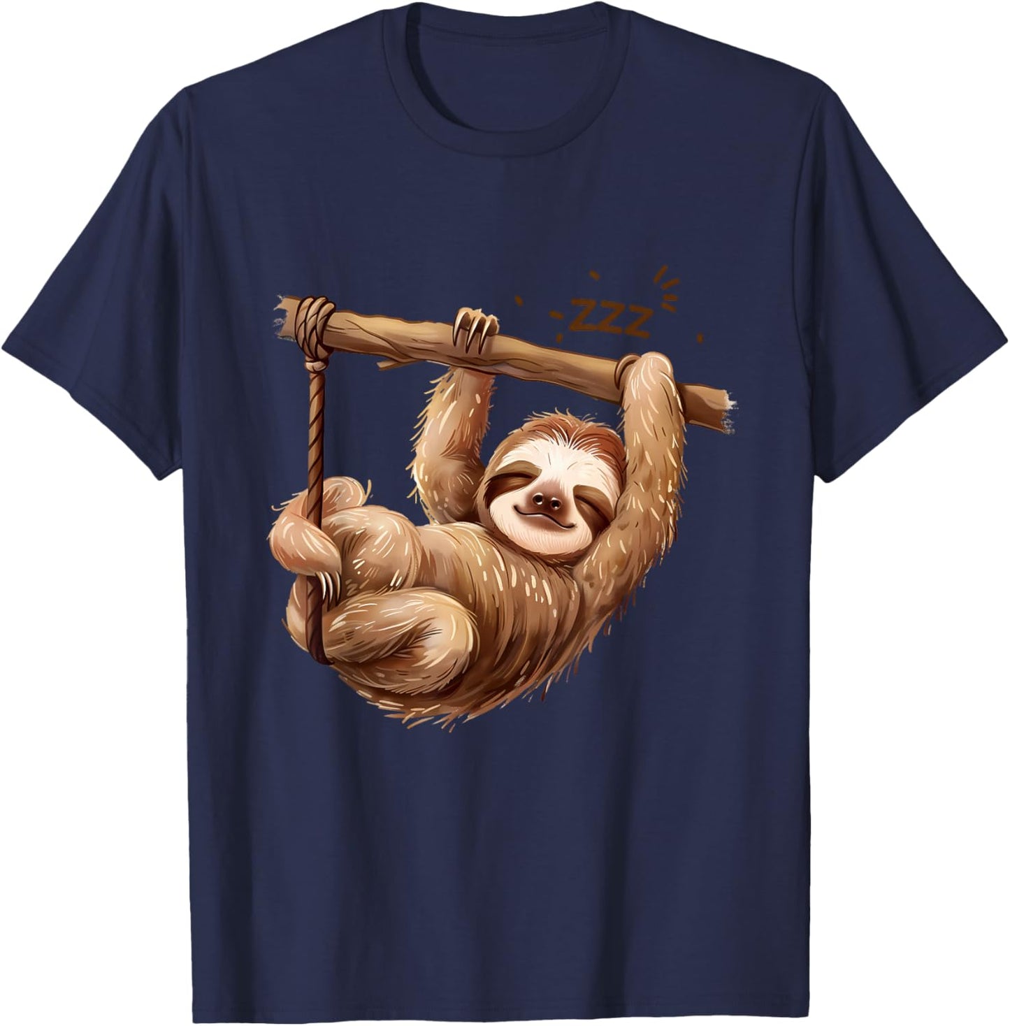 Sloth Lover Sleepy Animal Napping Cute Sloth Sleeping T-Shirt - T-Shirt | Navy