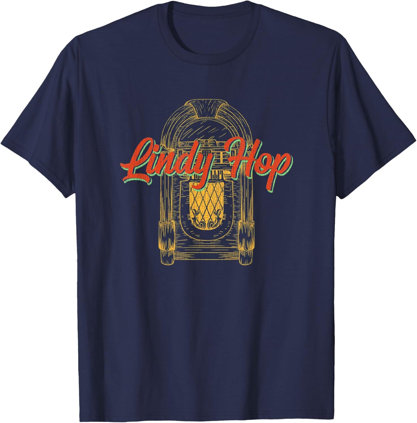 Jukebox Lindy Hop Dancer Design T-Shirt - T-Shirt | Navy