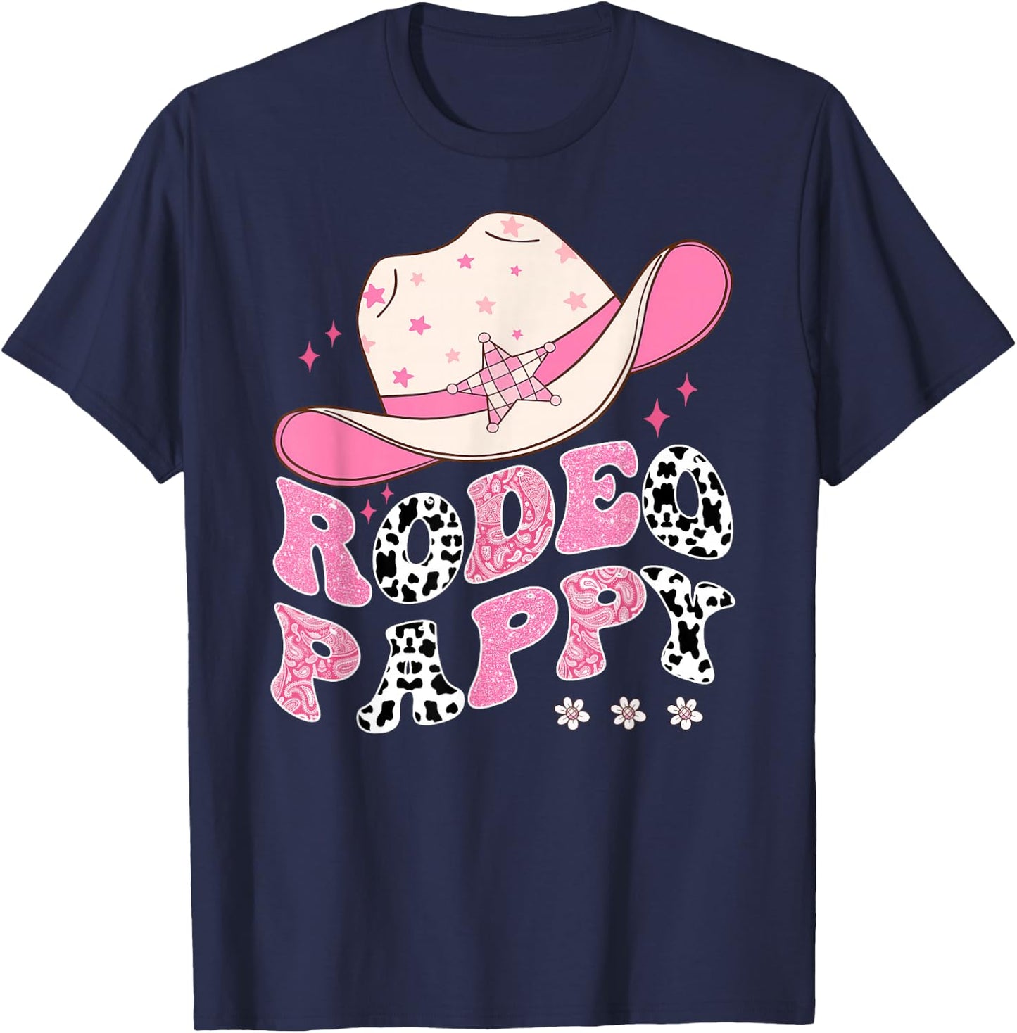 Rodeo Pappy Pink CowGirl 1St Birthday Family Matching T-Shirt - T-Shirt | Navy