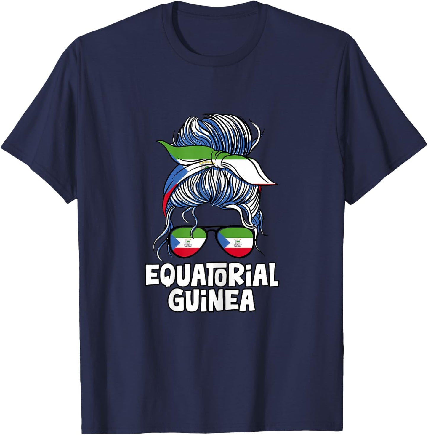 Equatorial Guinea Girl African Girls Flag T-Shirt - T-Shirt | Navy