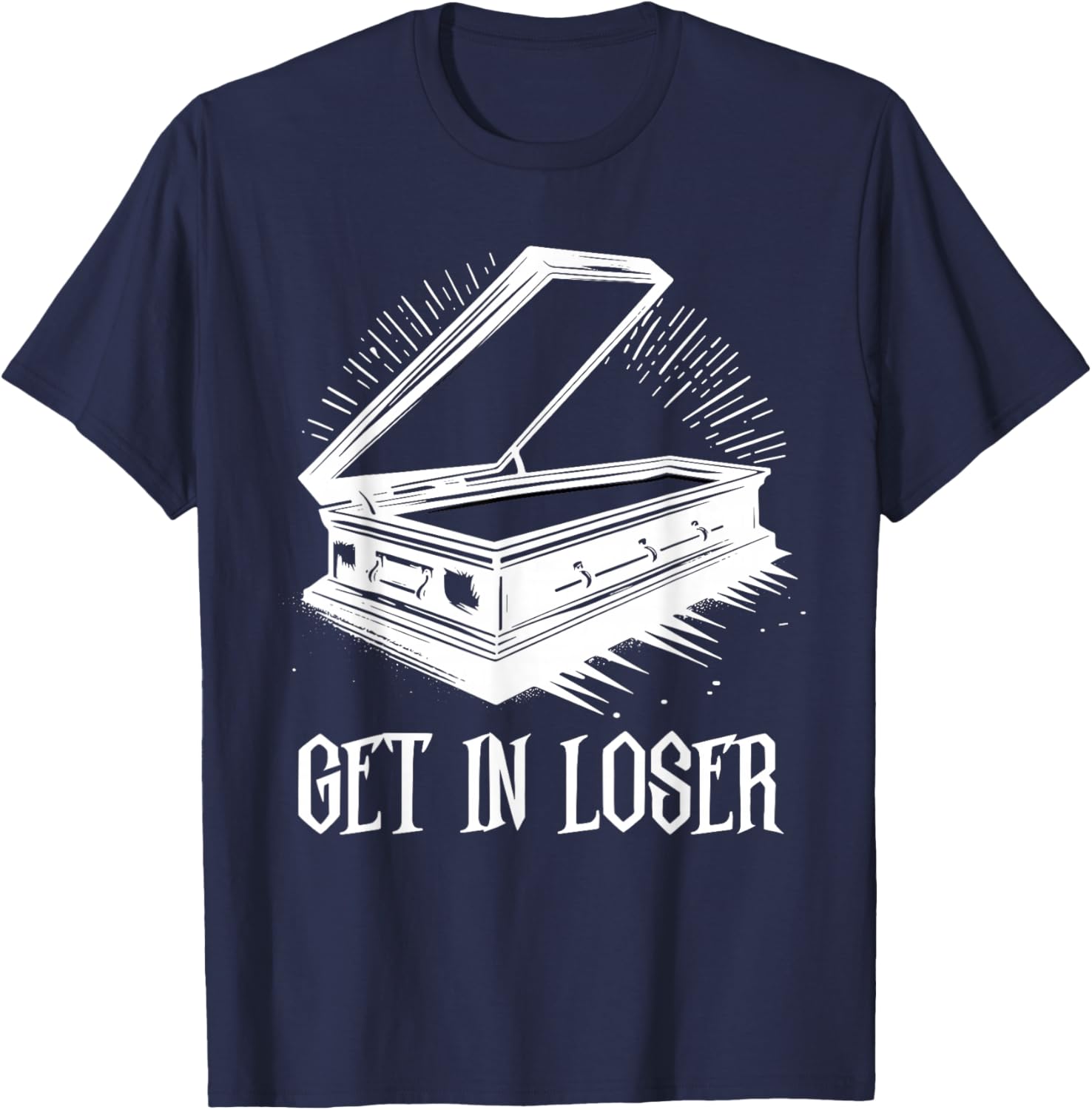 Get In Loser Coffin Death Pastel Goth Gothic Halloween T-Shirt - T-Shirt | Navy
