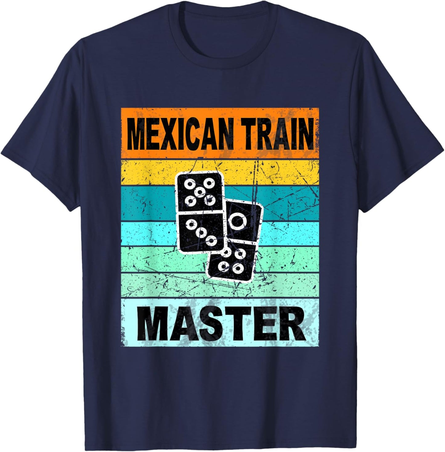 Retro Mexican Train Master Shirt Funny Dominoes Shirts Men , Small, Black T-Shirt - T-Shirt | Navy