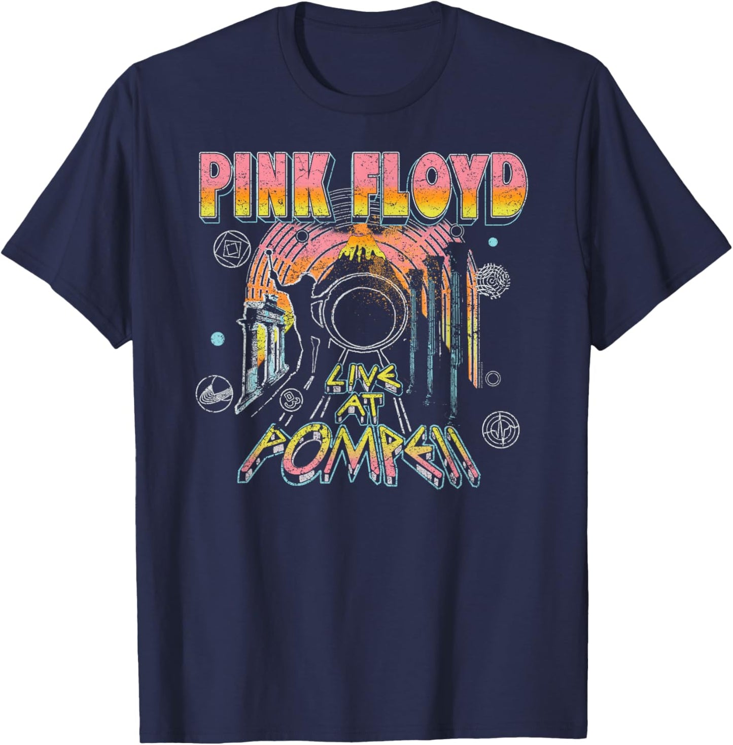 Official Pink Floyd Live At Pompeii Vintage Rock Band T-Shirt - T-Shirt | Navy