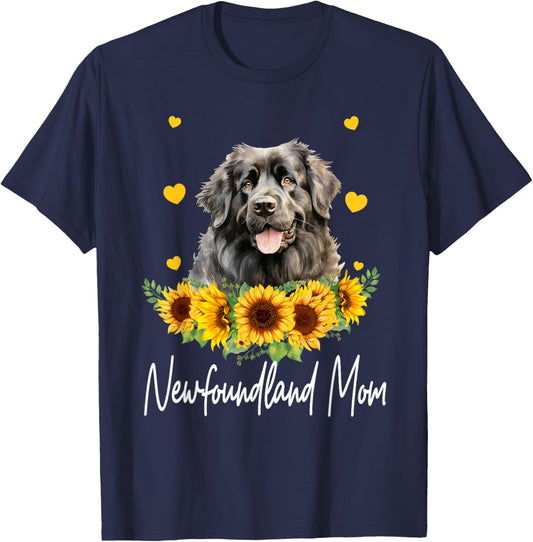 Sunflower Newfoundland Mom Dog Lover T-Shirt - T-Shirt | Navy