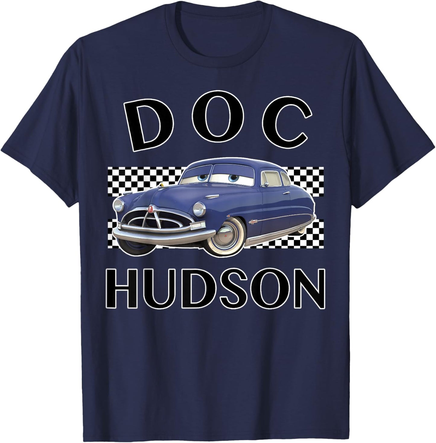 Disney Pixar Cars Doc Hudson Vintage Race Stripe Logo T-Shirt - T-Shirt | Navy