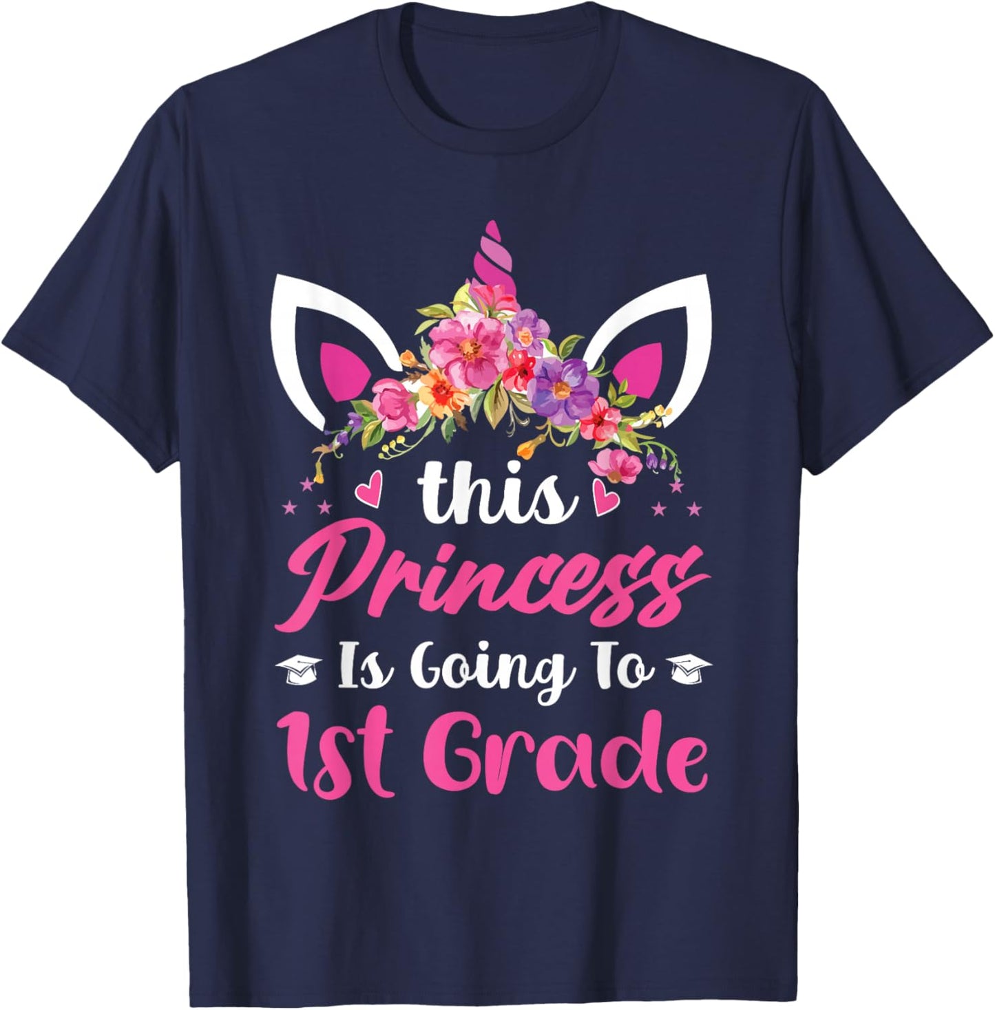 Princess Going to 1st Grade for Girls Back to School T-Shirt - T-Shirt | Navy