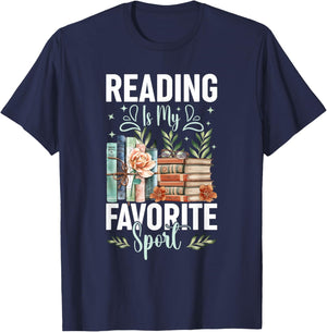 Reading Is My Favorite Sport Bookworm T-Shirt - T-Shirt | Navy