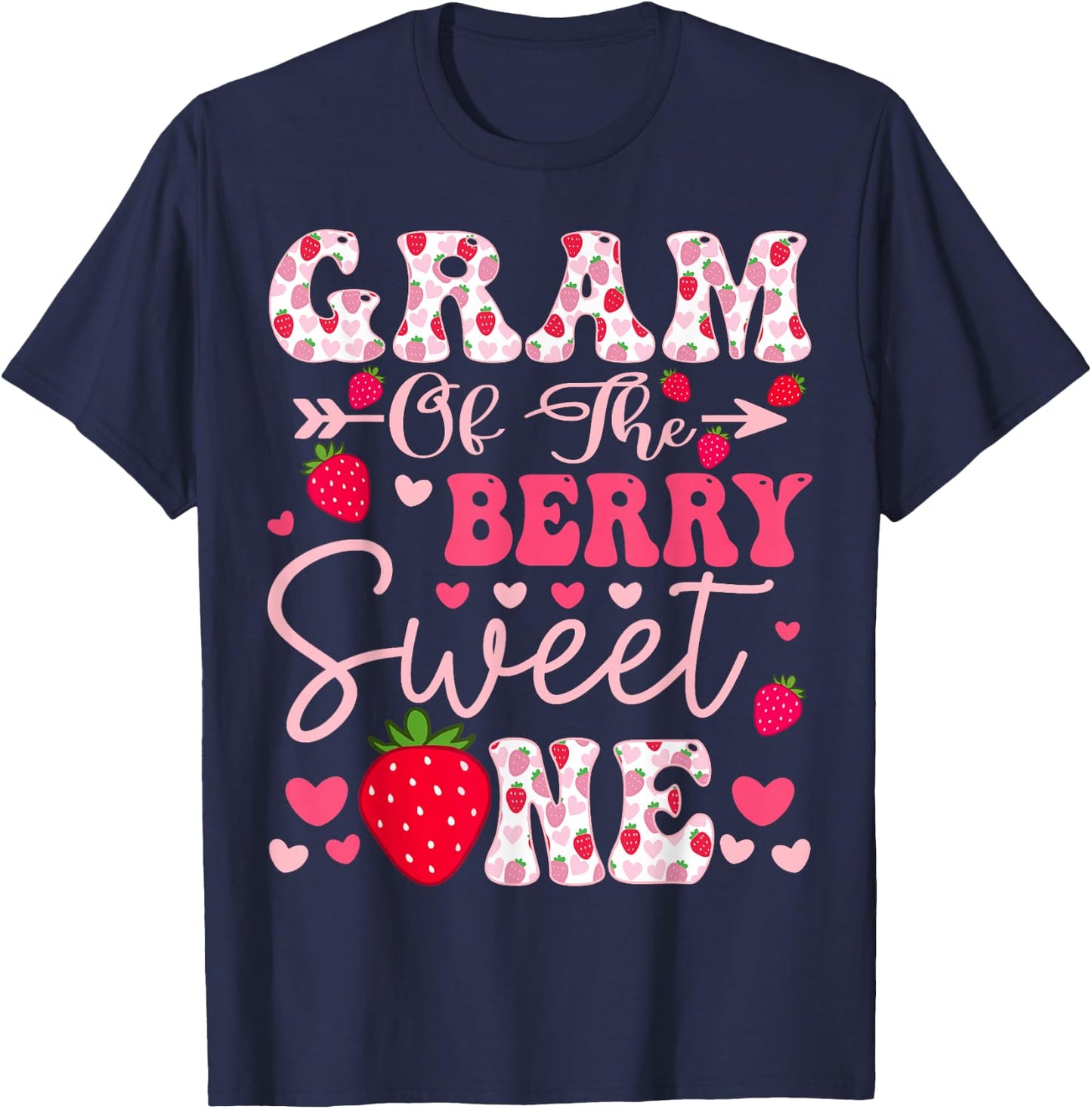 Gram Of The Berry Sweet One Strawberry 1St Birthday T-Shirt - T-Shirt | Navy