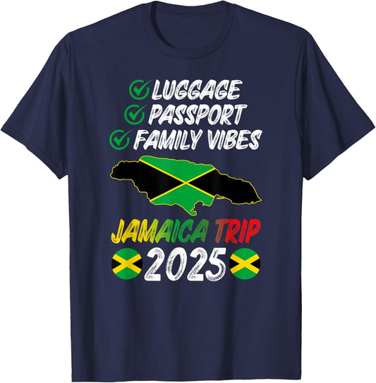 Family Vibes Jamaica Family Trip 2025 Jamaica Vacation T-Shirt - T-Shirt | Navy