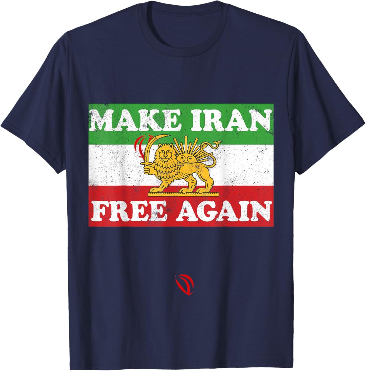 Iran Flagge Löwe Sonne Schwert Free Iran Unterstützung Frauen des Iran T-Shirt - T-Shirt | Navy