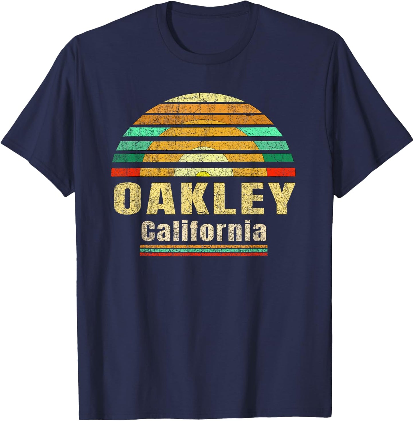 Oakley CA California Home Vintage Gift Retro Sunset Shir T-Shirt - T-Shirt | Navy