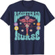 Registered Nurse Retro Groovy Floral RN Nursing Staff Gifts T-Shirt - T-Shirt | Navy