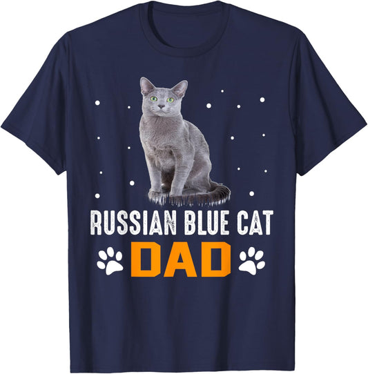 Cat - Russian Blue Dad - Russian Blue Cat T-Shirt - T-Shirt | Navy