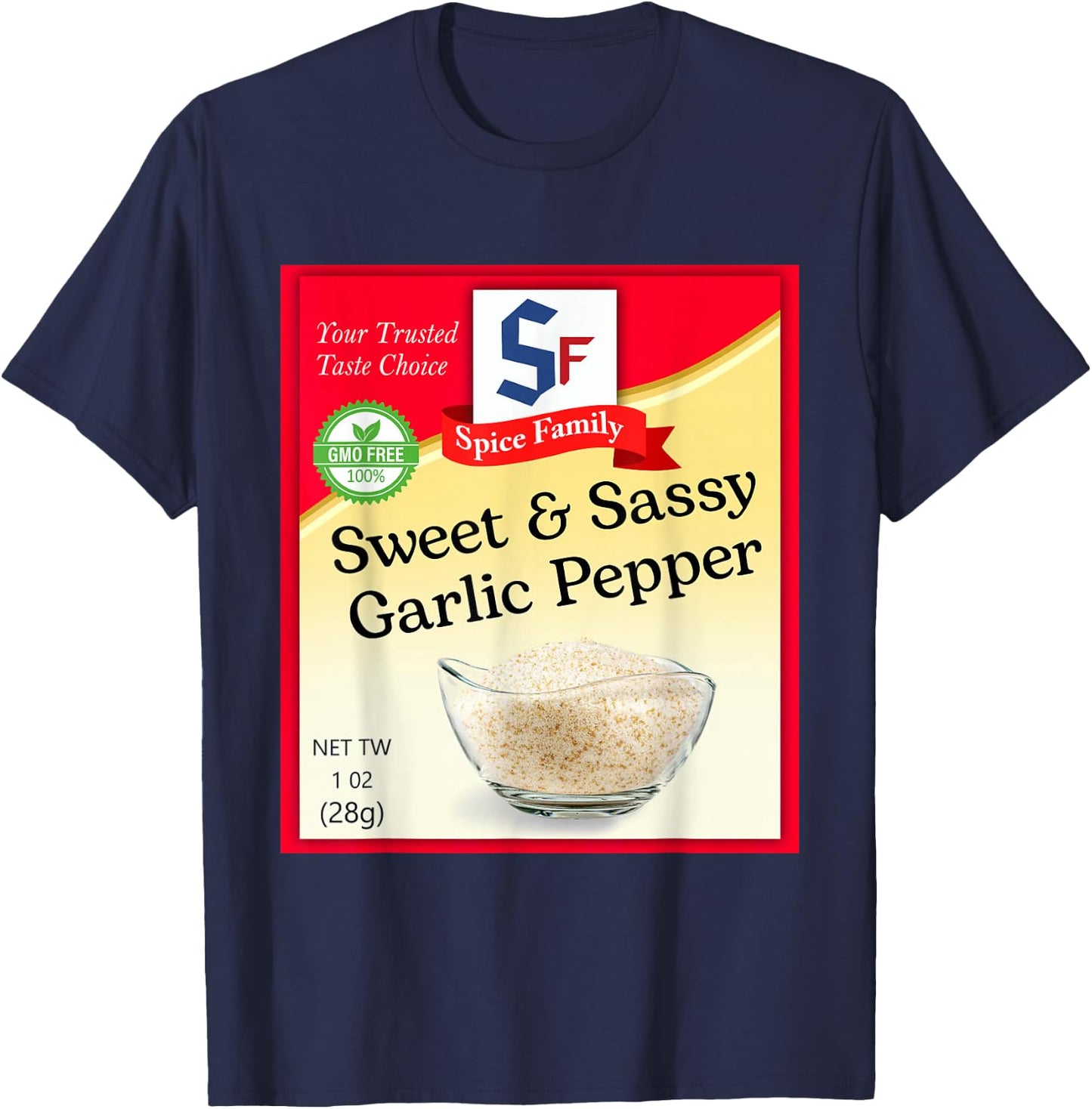 Sweet & Sassy Garlic Pepper Condiment Costume Holiday T-Shirt - T-Shirt | Navy