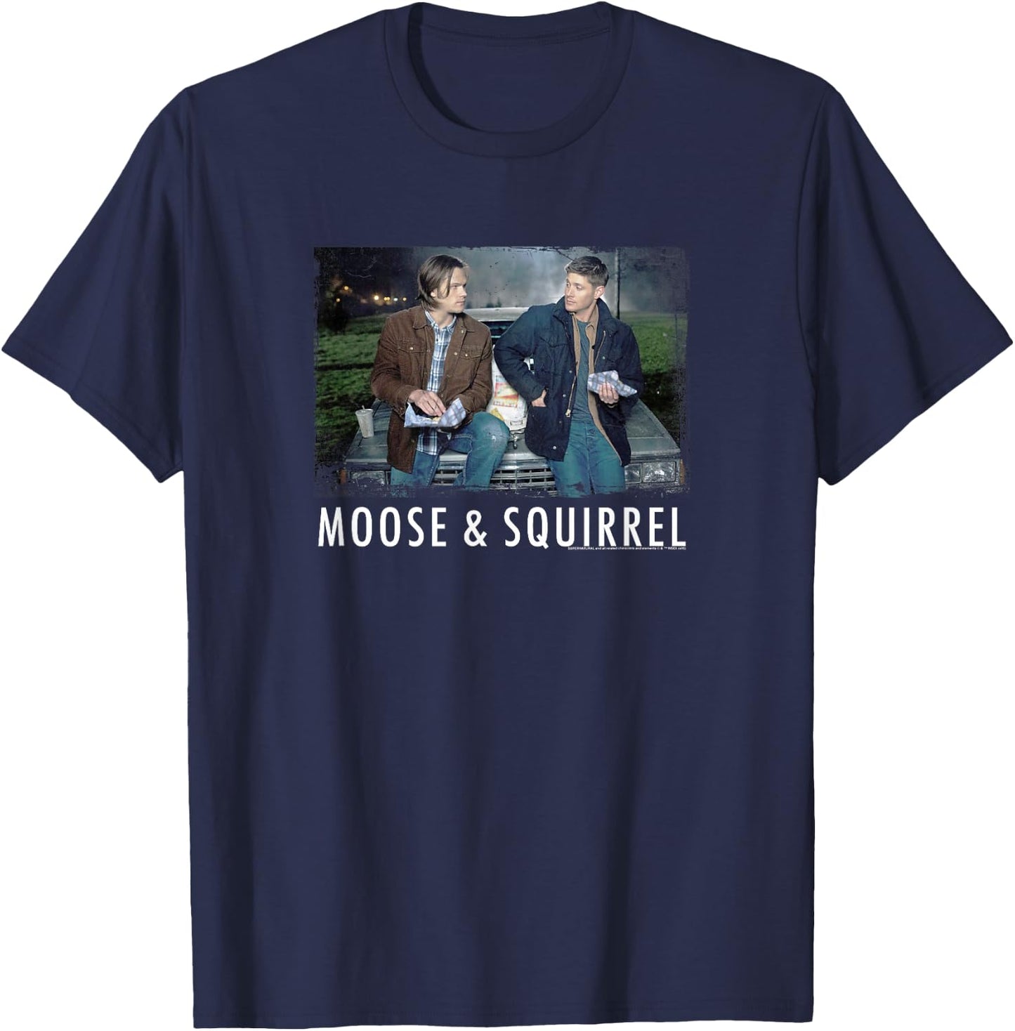 Supernatural Sam & Dean Moose & Squirrel T-Shirt - T-Shirt | Navy