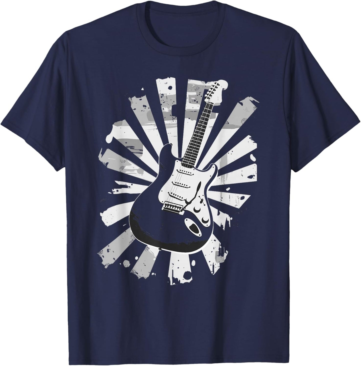 Guitar Art For Solid Body Electric Guitarist Vintage T-Shirt - T-Shirt | Navy