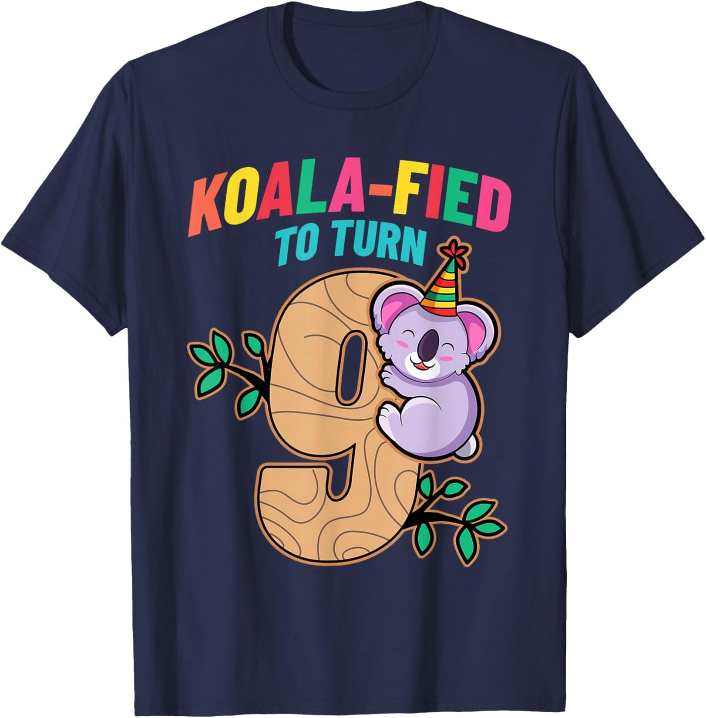 Koalafied To Turn 9 Koala Bear 9th Birthday Party Nine Cute T-Shirt - T-Shirt | Navy