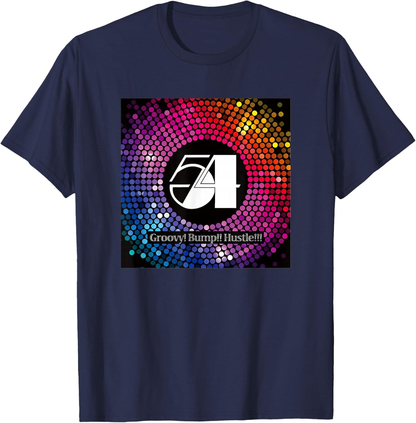 Disco Freaks Store Men's Studio 54 Retro Disco Black Graphic , Small, Short Sleeve, , Classic Fit, Lightweight T-Shirt - T-Shirt | Navy
