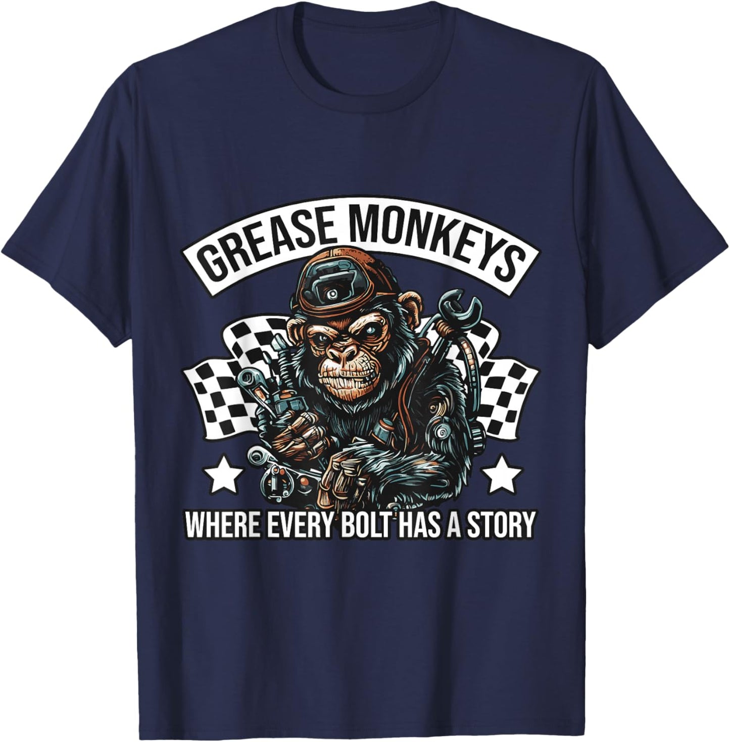 Grease Monkeys Chronicles - Bolt Tales Car Mechanic T-Shirt - T-Shirt | Navy