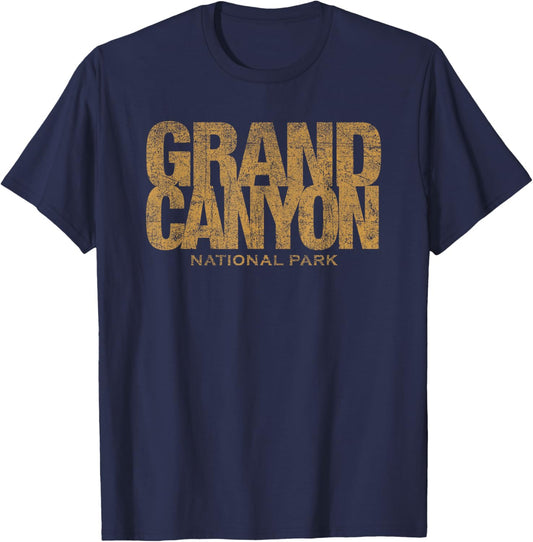 Grand Canyon National Park Retro Rugged Text Hiking Souvenir T-Shirt - T-Shirt | Navy