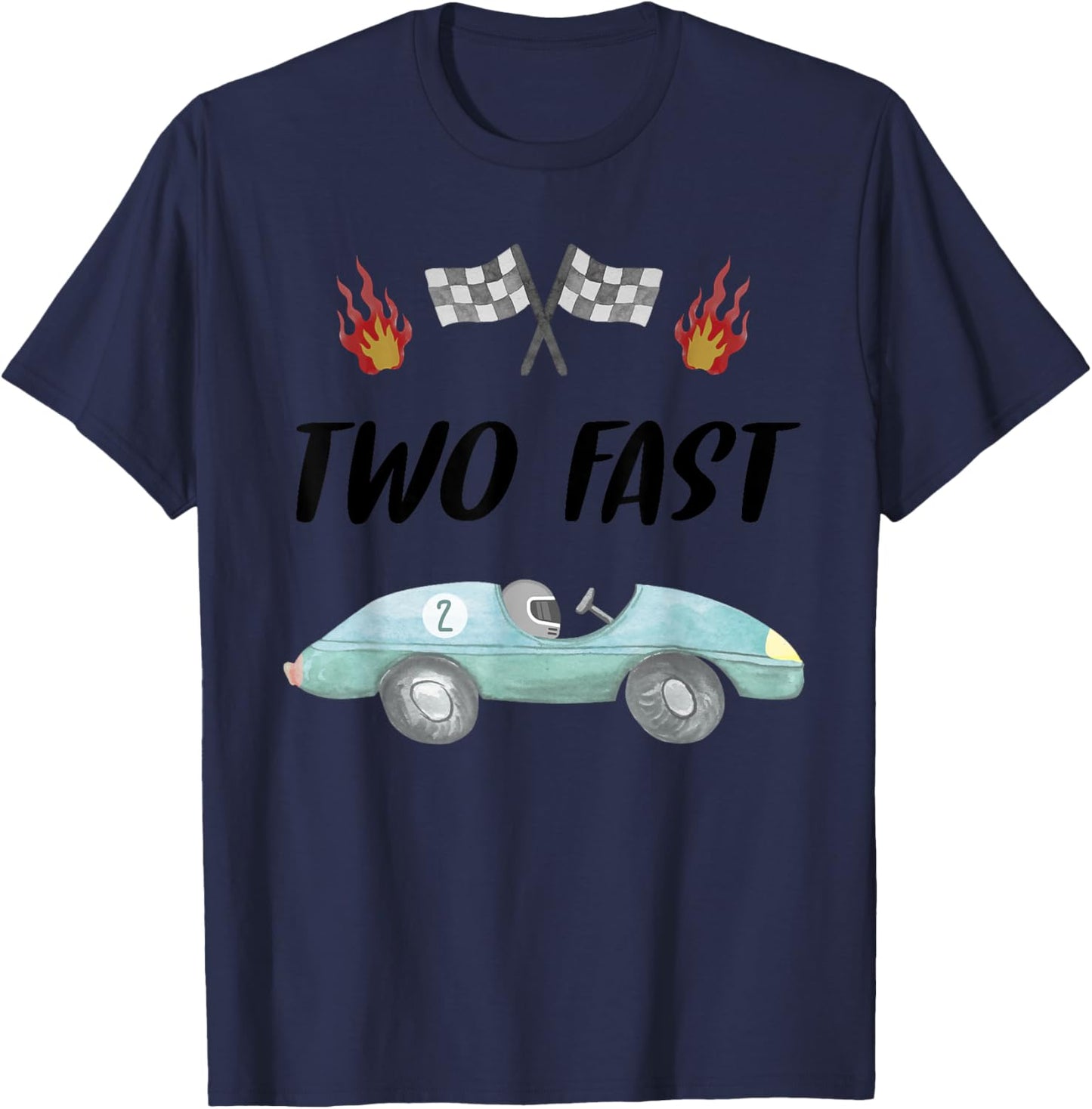2nd Birthday Two Fast Race Car Second Bday Party Family T-Shirt - T-Shirt | Navy