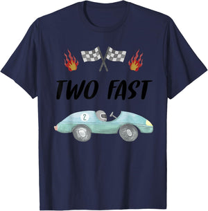 2nd Birthday Two Fast Race Car Second Bday Party Family T-Shirt - T-Shirt | Navy