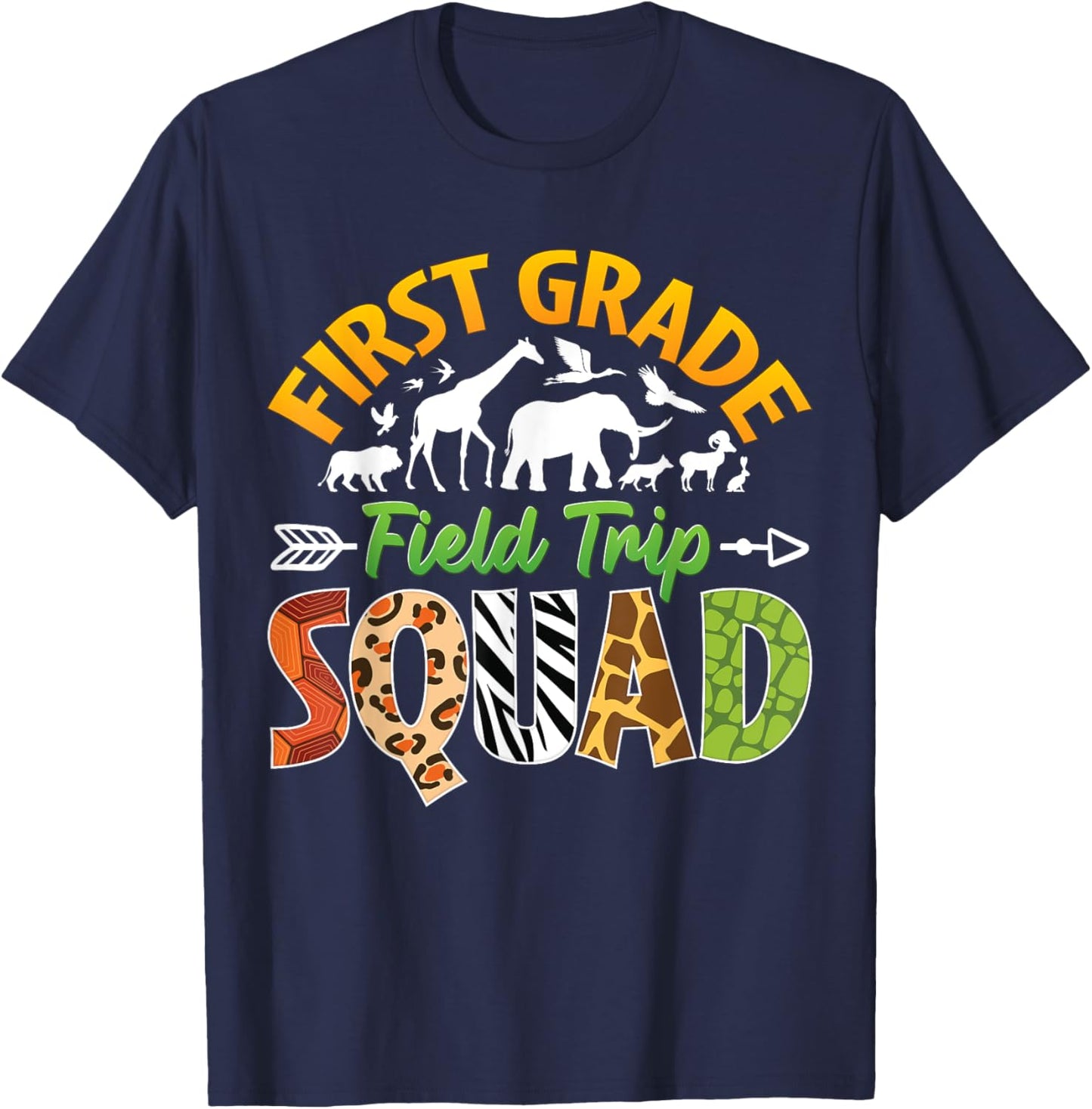 First Grade Zoo Field Trip Squad Matching Teacher Students T-Shirt - T-Shirt | Navy