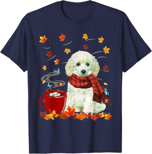 Toy Poodle - Fall - Chocolate - Hot - Funny Dog Autumn Men Women T-Shirt - T-Shirt | Navy