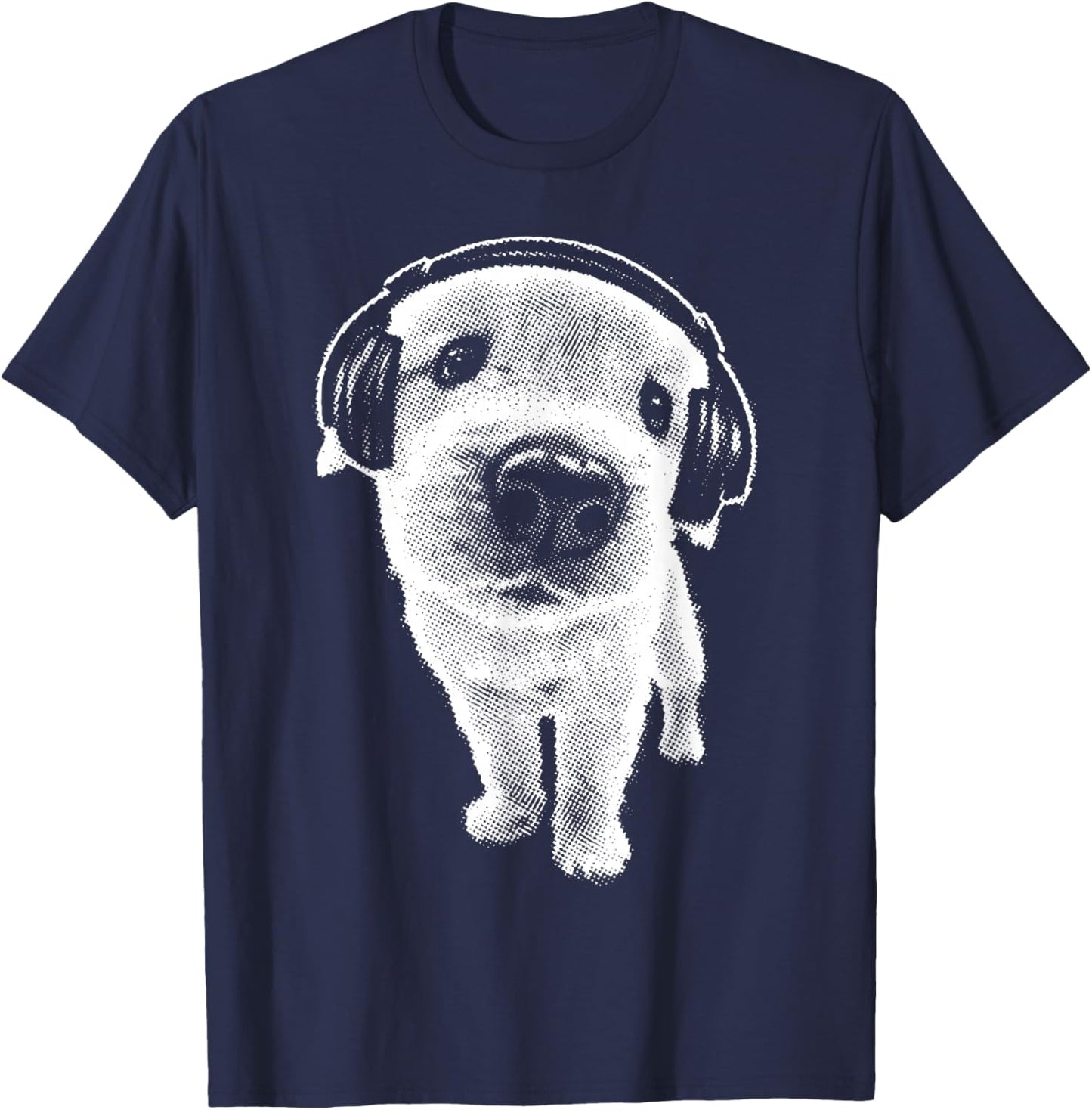 Y2K Dog Headphones T-Shirt - T-Shirt | Navy