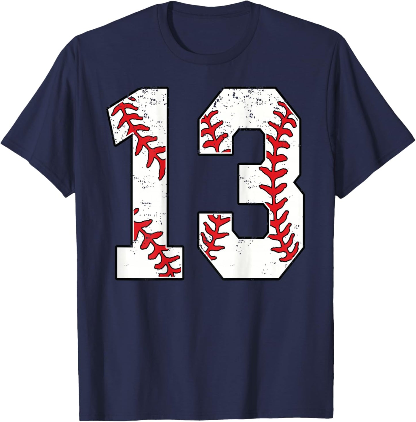 Number #13 Baseball Jersey Number 13 Print On Back T-Shirt - T-Shirt | Navy