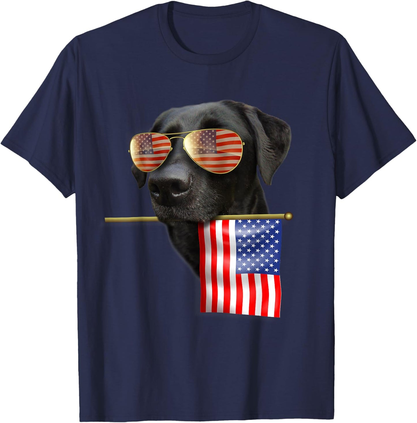 4th of July Shirt Fun American Flag Labrador Dog Lover Gift T-Shirt - T-Shirt | Navy