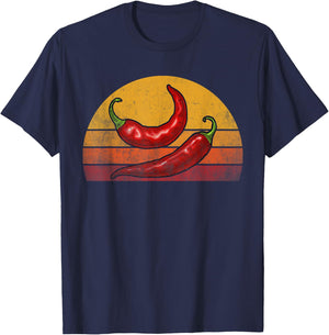 Red Chilli Peppers, Red Hot Vintage Chilli Peppers T-Shirt - T-Shirt | Navy