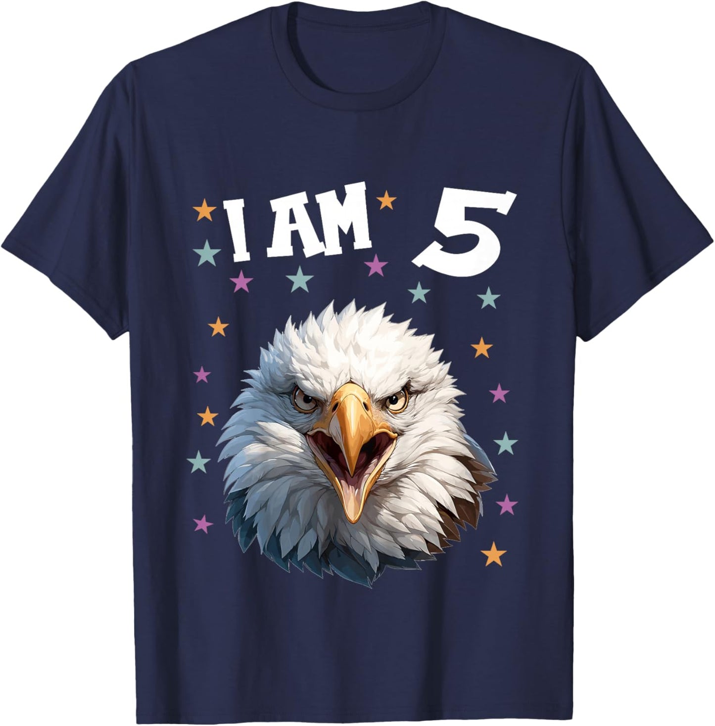 Kids 5 Years old 5 birthday Bald Eagles Boy Girl Bald Eagle T-Shirt - T-Shirt | Navy