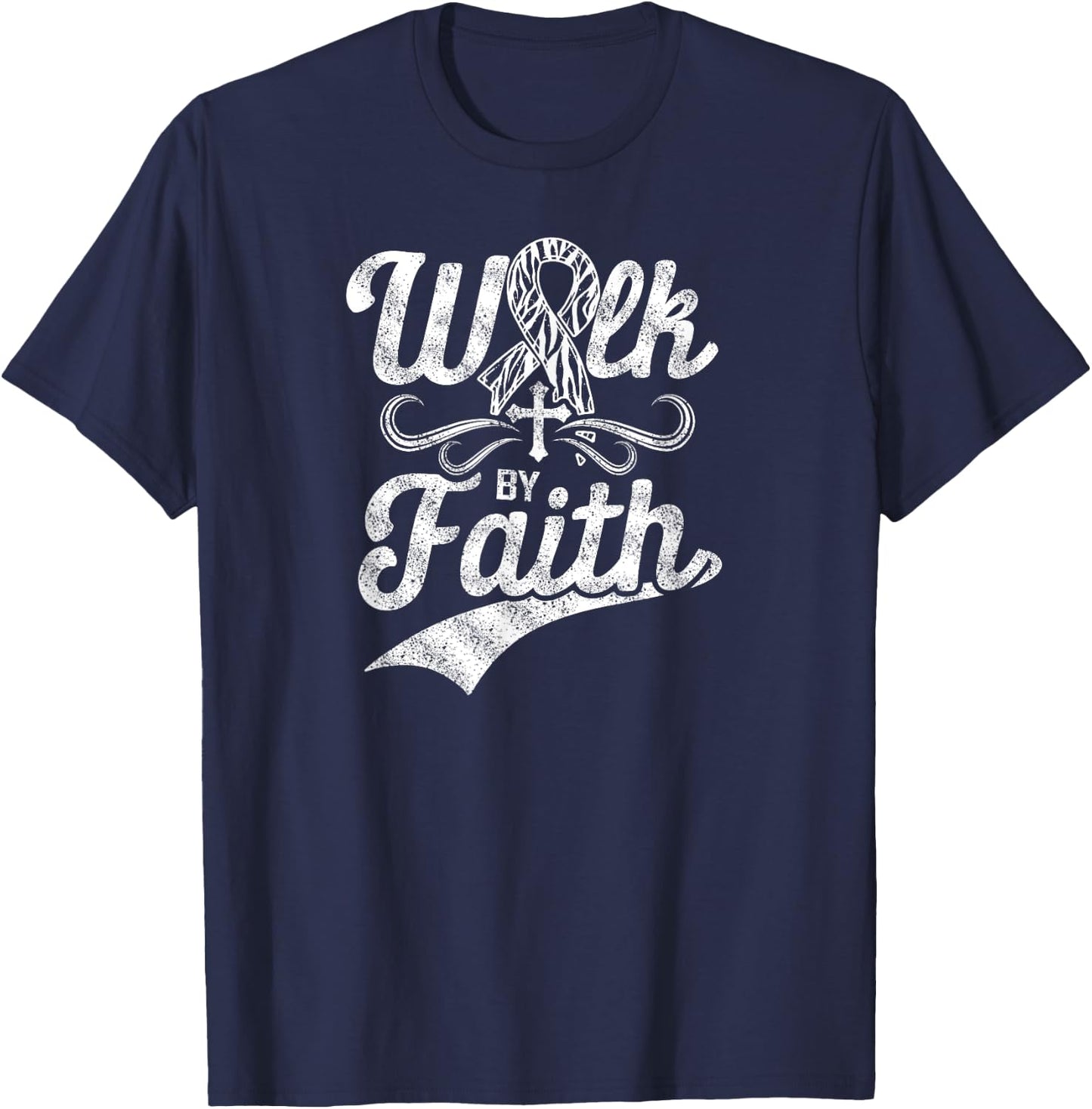 Mindful Christian Religious Zebra Ribbon Carcinoid Cancer T-Shirt - T-Shirt | Navy