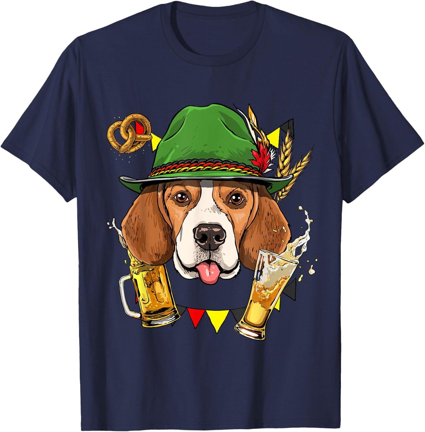 Beagle Oktoberfest Shirt Lederhosen Costume German Beer Fest T-Shirt - T-Shirt | Navy