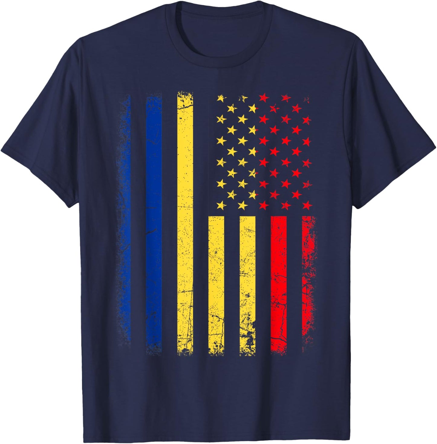 Romanian American Flag Romania America Pride Heritage T-Shirt - T-Shirt | Navy