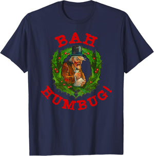 Ugly Christmas Party Scrooge Bah Humbug Christmas Wreath T-Shirt - T-Shirt | Navy