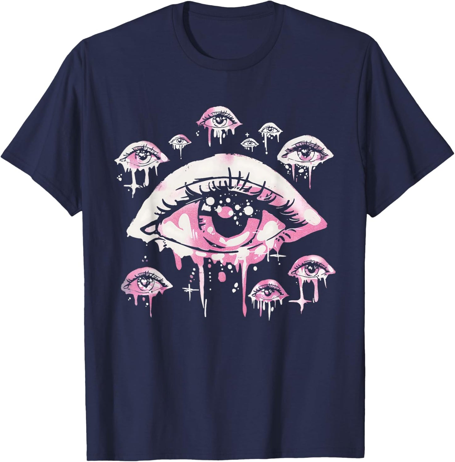 Eyes Pastel Goth Pink Weird Grunge Alt Odd Strange Aesthetic T-Shirt - T-Shirt | Navy