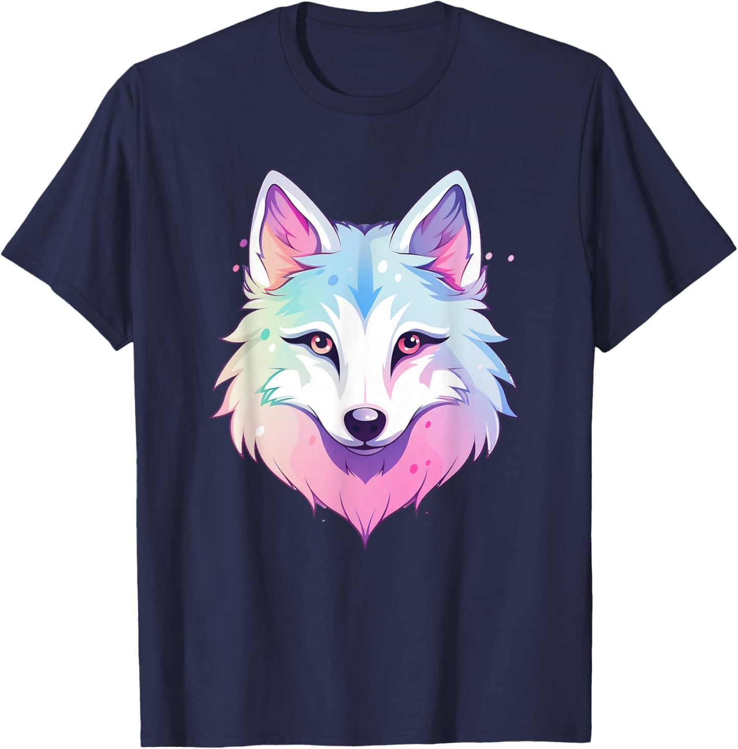 Pastel Wolf I Colourful Wolf T-Shirt - T-Shirt | Navy