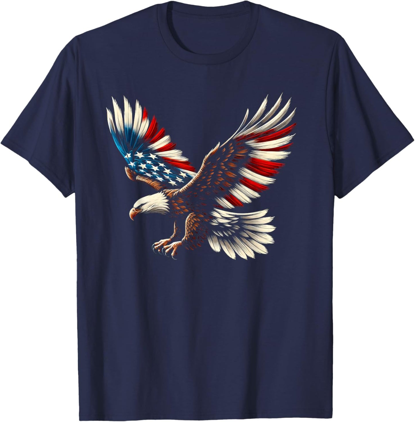 Bald Eagle & Patriotic American Flag 4th Of July T-Shirt - T-Shirt | Navy