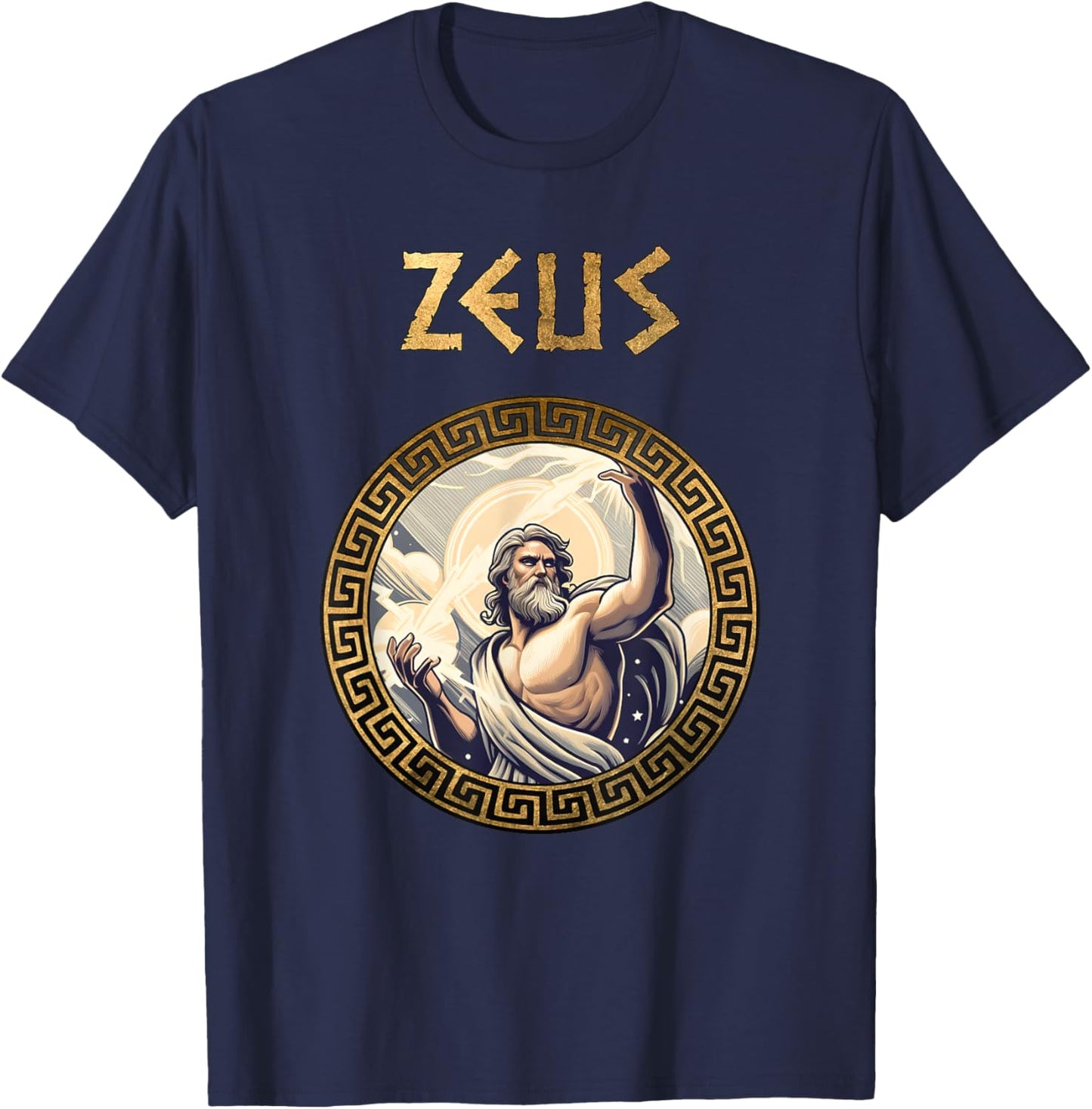 Agema Apparel Zeus Greek God Ancient Greece Mythology , Small, Black T-Shirt - T-Shirt | Navy