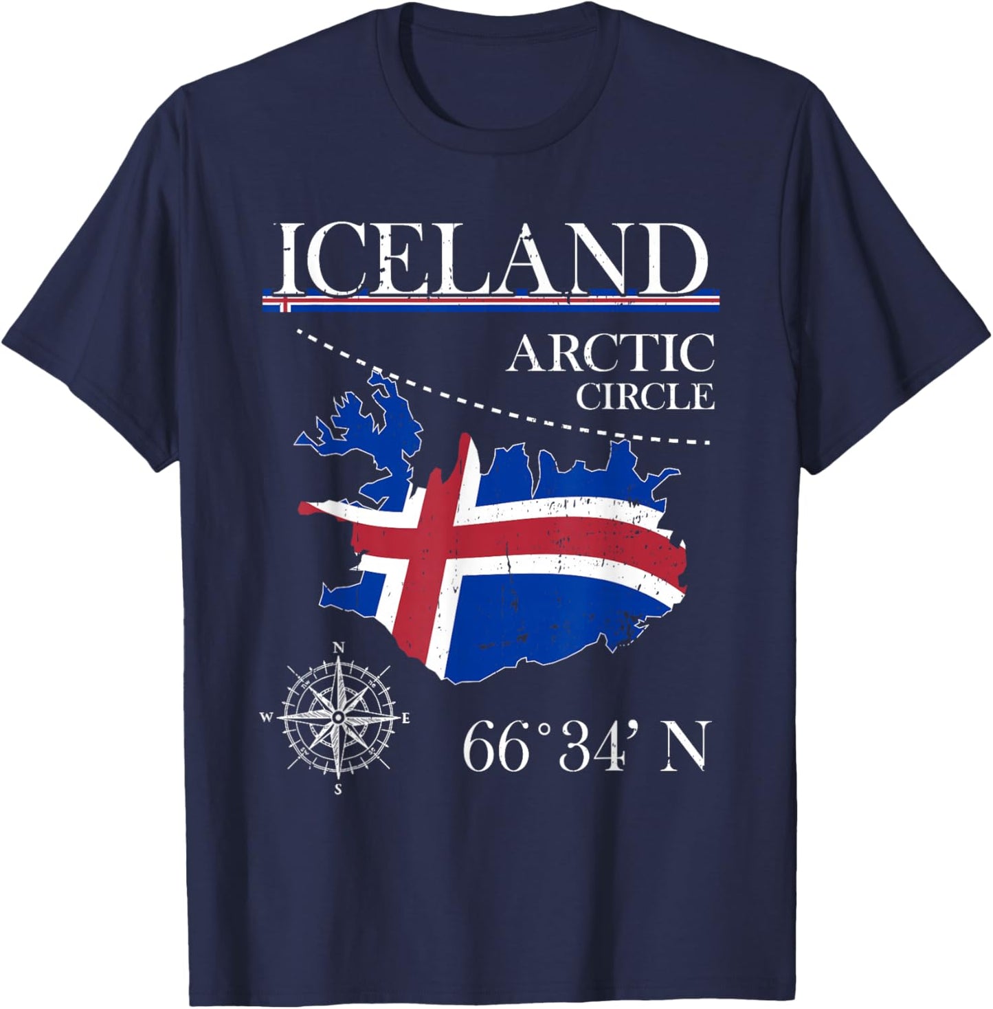 Iceland - Polar Circle - Polar Island Icelandic Flag T-Shirt - T-Shirt | Navy