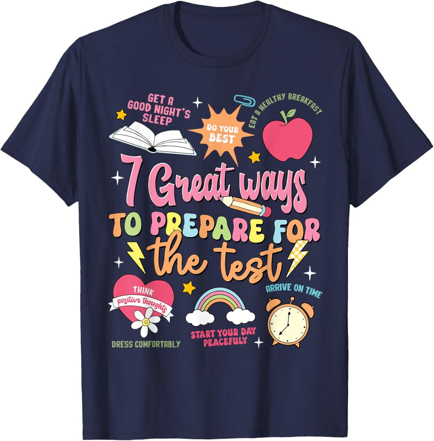 Funny Teacher Test Day Motivational Teacher Starr Testing Men Women Girls Kids T-Shirt - T-Shirt | Navy