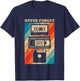 Never Forget Vintage Floppy Disk VHS Tape 90s 80s Cassette T-Shirt - T-Shirt | Navy