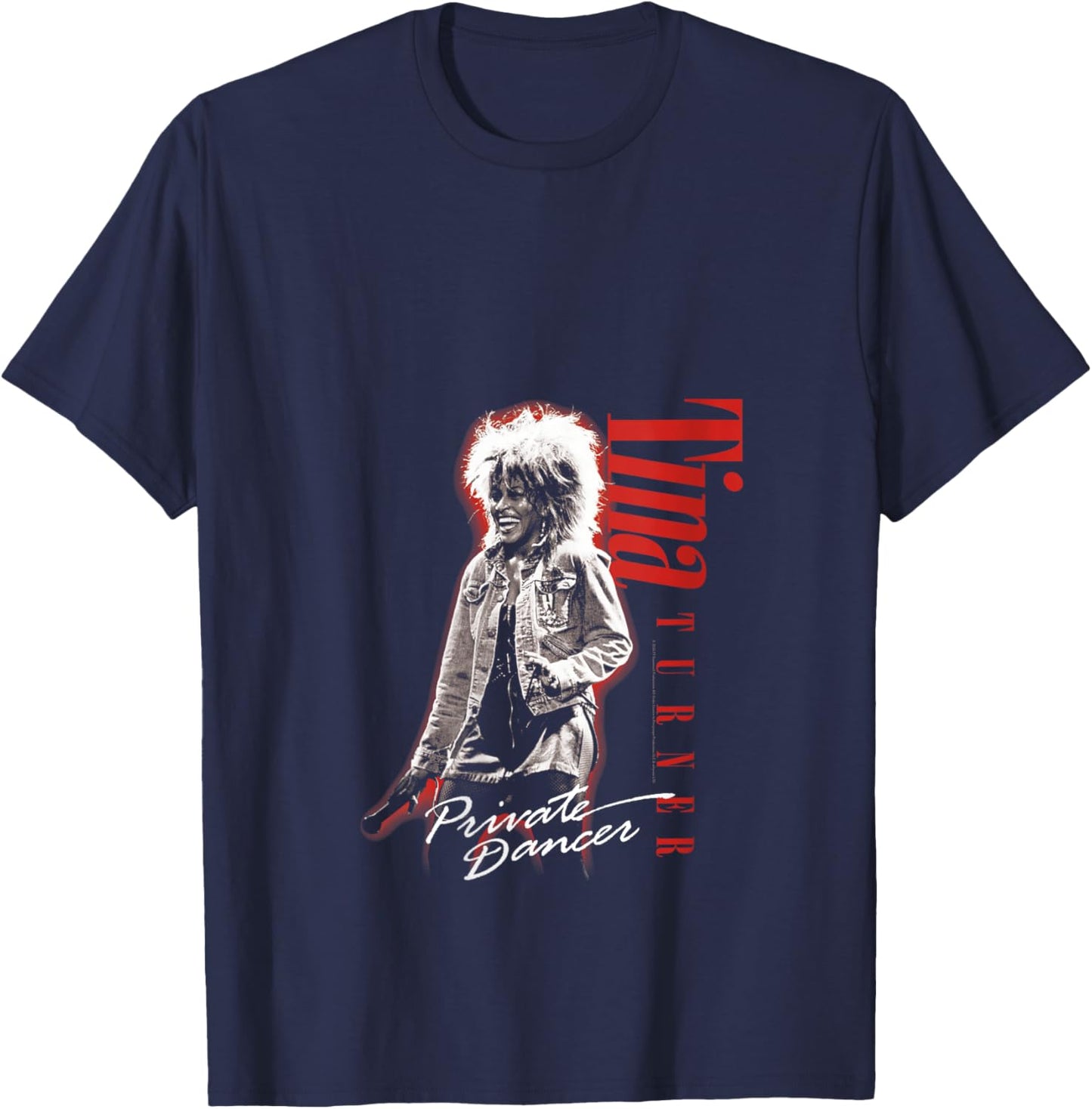 Tina Turner Private Dancer Red Glow V-Neck T-Shirt - T-Shirt | Navy