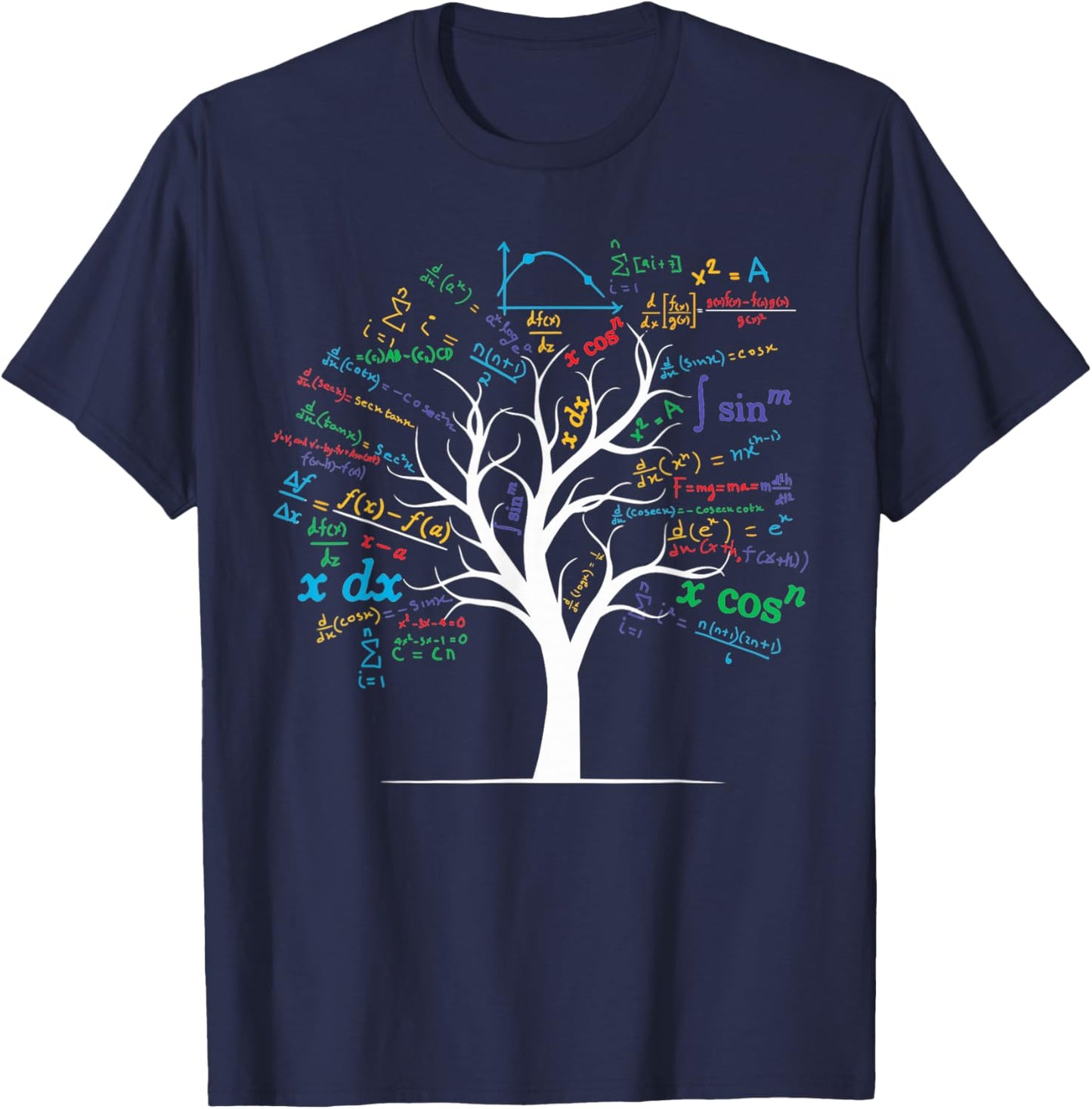 Funny AP Calculus Algebra Tree Math Teacher Nerd Geek T-Shirt - T-Shirt | Navy