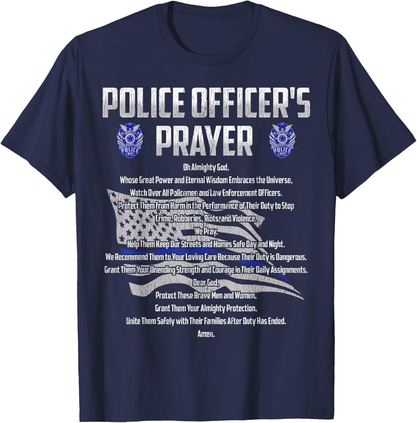 Police Officer's Prayer Policeman First Responder Cop Gift T-Shirt - T-Shirt | Navy