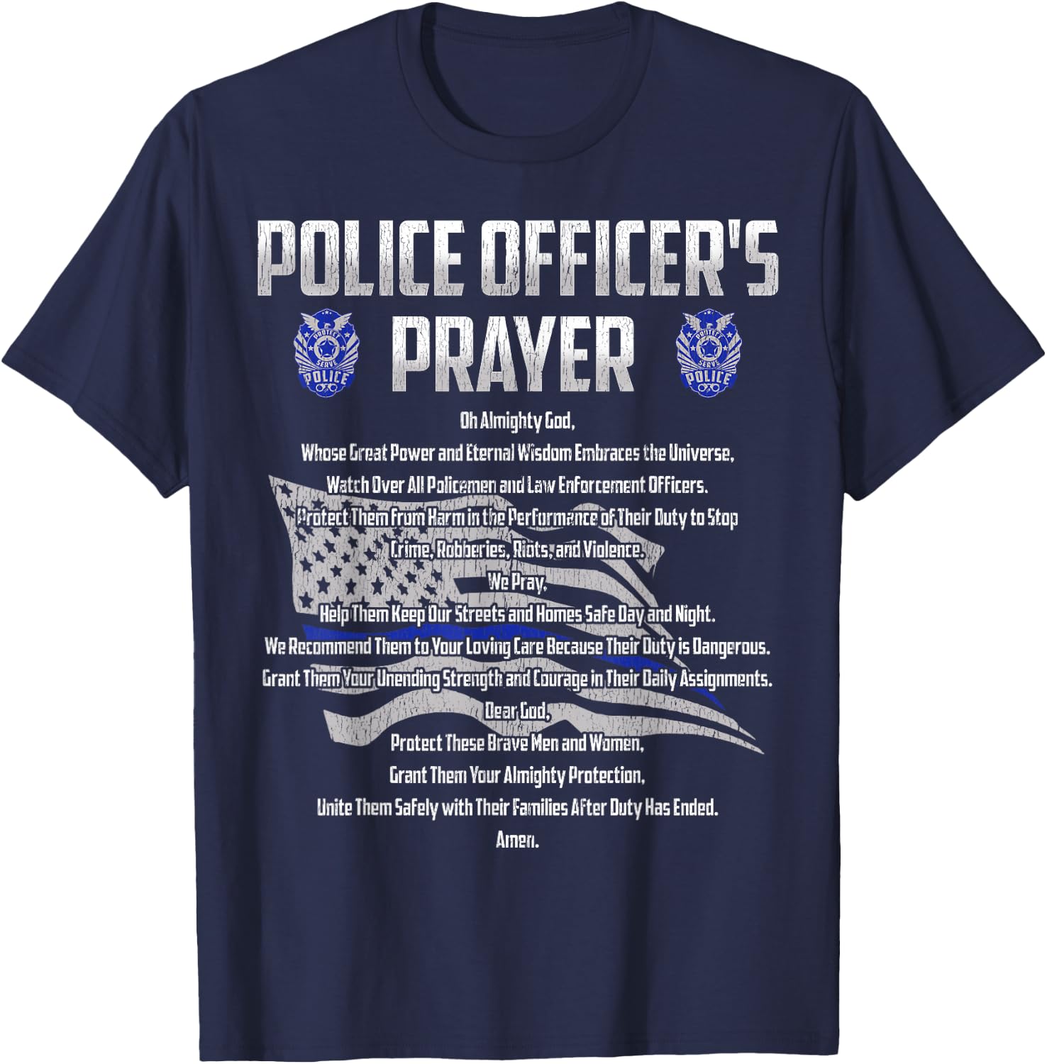 Police Officer's Prayer Policeman First Responder Cop Gift T-Shirt - T-Shirt | Navy