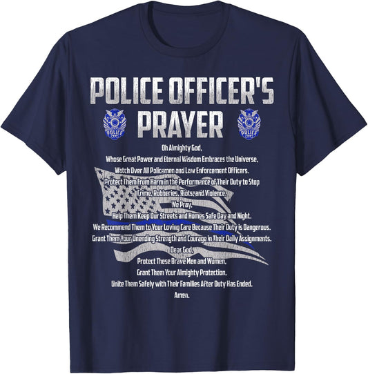Police Officer's Prayer Policeman First Responder Cop Gift T-Shirt - T-Shirt | Navy