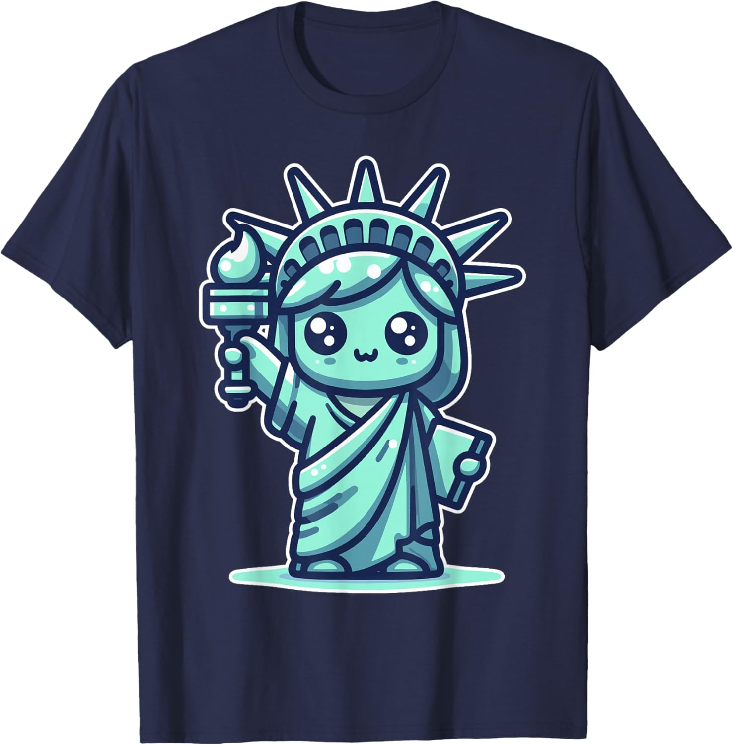 Cute Kawaii Statue of Liberty NYC New York City T-Shirt - T-Shirt | Navy